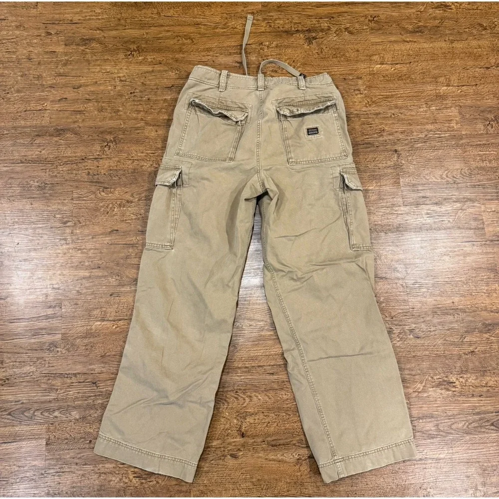 VTG Abercrombie & Fitch Beige Military Paratropper Baggy Cargo Pants Men's 36x32
